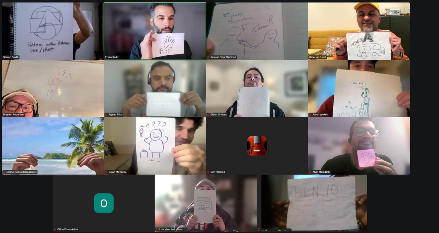 A collage of course visuals used as the hero background for the Certified Scrum Product Owner page.
