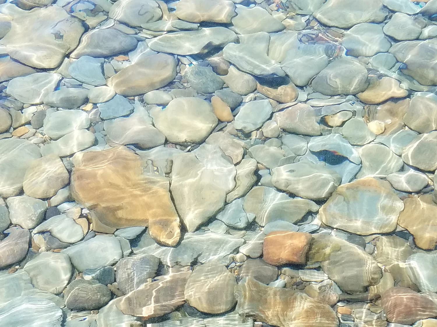 Water over river stones used behind the “Clear is kind…” quote.