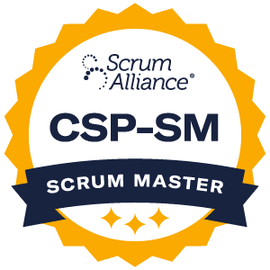 Certified Scrum Professional ScrumMaster badge.